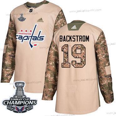 Adidas Miesten Washington Capitals #19 Nicklas Backstrom Maastokuvio Aito 2017 Veterans Day Stanley Cup Final Champions Ommeltu NHL Paita