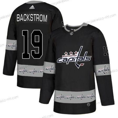 Adidas Miesten Washington Capitals #19 Nicklas Backstrom Musta Maajoukkue Logos Paita