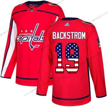 Adidas Miesten Washington Capitals #19 Nicklas Backstrom Punainen Kotiottelupaita Aito USA Flag Ommeltu NHL Paita