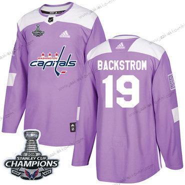 Adidas Miesten Washington Capitals #19 Nicklas Backstrom Violetti Aito Taistelee syöpää vastaan Stanley Cup Final Champions Ommeltu NHL Paita