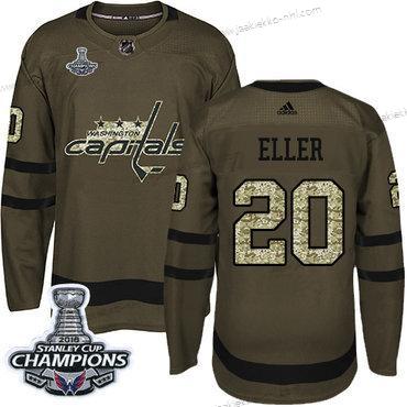 Adidas Miesten Washington Capitals #20 Lars Eller Vihreä Salute to Service Stanley Cup Final Champions Ommeltu NHL Paita