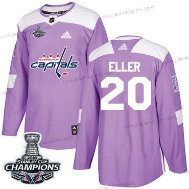 Adidas Miesten Washington Capitals #20 Lars Eller Violetti Aito Taistelee syöpää vastaan Stanley Cup Final Champions Ommeltu NHL Paita