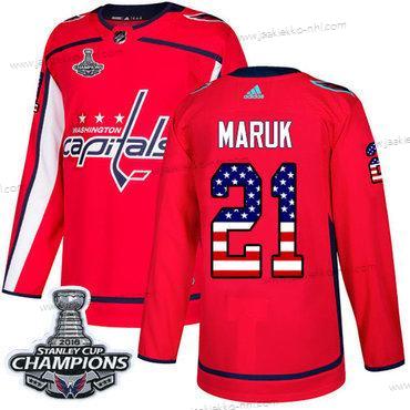 Adidas Miesten Washington Capitals #21 Dennis Maruk Punainen Kotiottelupaita Aito USA Flag Stanley Cup Final Champions Ommeltu NHL Paita