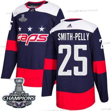 Adidas Miesten Washington Capitals #25 Devante Smith-Pelly Laivastonsininen Aito 2018 Stadium Series Stanley Cup Final Champions Ommeltu NHL Paita