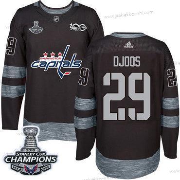 Adidas Miesten Washington Capitals #29 Christian Djoos Musta 1917-2017 100th Vuosipäivä Stanley Cup Final Champions Ommeltu NHL Paita