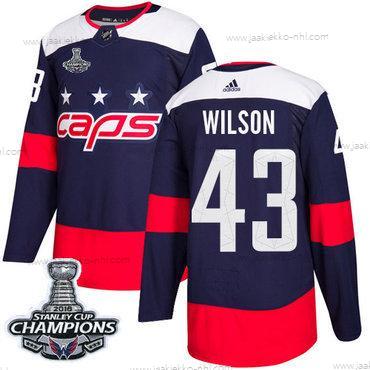 Adidas Miesten Washington Capitals #43 Tom Wilson Laivastonsininen Aito 2018 Stadium Series Stanley Cup Final Champions Ommeltu NHL Paita