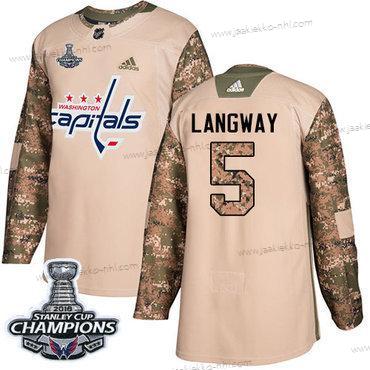 Adidas Miesten Washington Capitals #5 Rod Langway Maastokuvio Aito 2017 Veterans Day Stanley Cup Final Champions Ommeltu NHL Paita