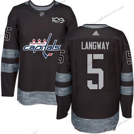 Adidas Miesten Washington Capitals #5 Rod Langway Musta 100th Vuosipäivä Ommeltu NHL 2017 Jääkiekko Paita