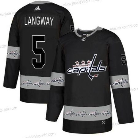 Adidas Miesten Washington Capitals #5 Rod Langway Musta Maajoukkue Logos Paita