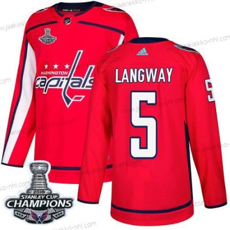 Adidas Miesten Washington Capitals #5 Rod Langway Punainen Kotiottelupaita Aito Stanley Cup Final Champions Ommeltu NHL Paita