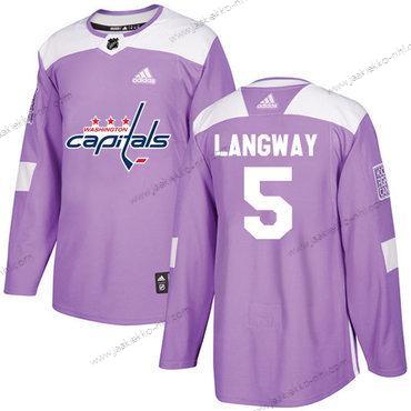 Adidas Miesten Washington Capitals #5 Rod Langway Violetti Aito Taistelee syöpää vastaan Ommeltu NHL Paita