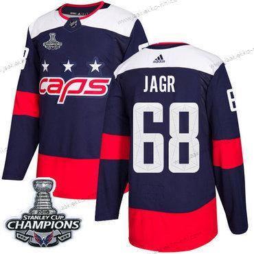 Adidas Miesten Washington Capitals #68 Jaromir Jagr Laivastonsininen Aito 2018 Stadium Series Stanley Cup Final Champions Ommeltu NHL Paita