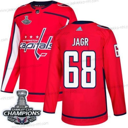 Adidas Miesten Washington Capitals #68 Jaromir Jagr Punainen Kotiottelupaita Aito Stanley Cup Final Champions Ommeltu NHL Paita