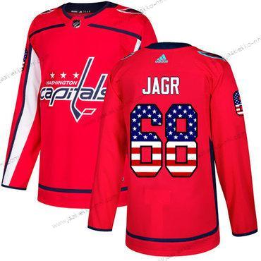 Adidas Miesten Washington Capitals #68 Jaromir Jagr Punainen Kotiottelupaita Aito USA Flag Ommeltu NHL Paita