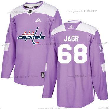 Adidas Miesten Washington Capitals #68 Jaromir Jagr Violetti Aito Taistelee syöpää vastaan Ommeltu NHL Paita