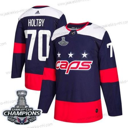 Adidas Miesten Washington Capitals #70 Braden Holtby Laivastonsininen Aito 2018 Stadium Series Stanley Cup Final Champions Ommeltu NHL Paita