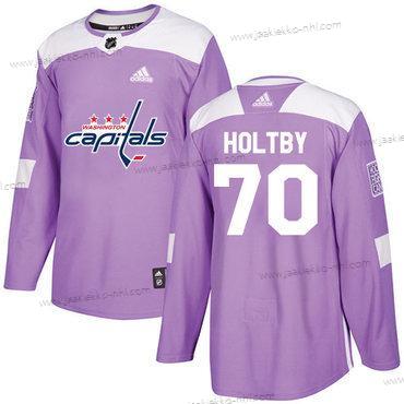 Adidas Miesten Washington Capitals #70 Braden Holtby Violetti Aito Taistelee syöpää vastaan Ommeltu NHL Paita