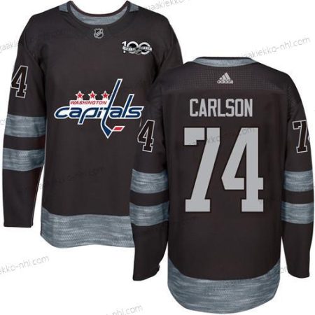 Adidas Miesten Washington Capitals #74 John Carlson Musta 100th Vuosipäivä Ommeltu NHL 2017 Jääkiekko Paita