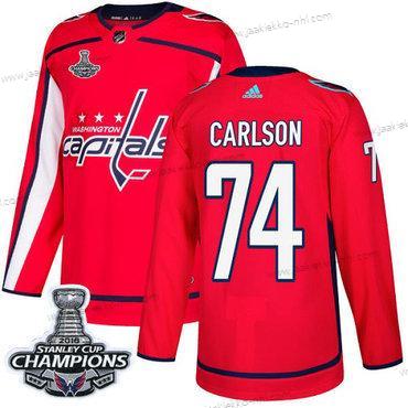 Adidas Miesten Washington Capitals #74 John Carlson Punainen Kotiottelupaita Aito Stanley Cup Final Champions Ommeltu NHL Paita