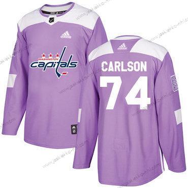 Adidas Miesten Washington Capitals #74 John Carlson Violetti Aito Taistelee syöpää vastaan Ommeltu NHL Paita