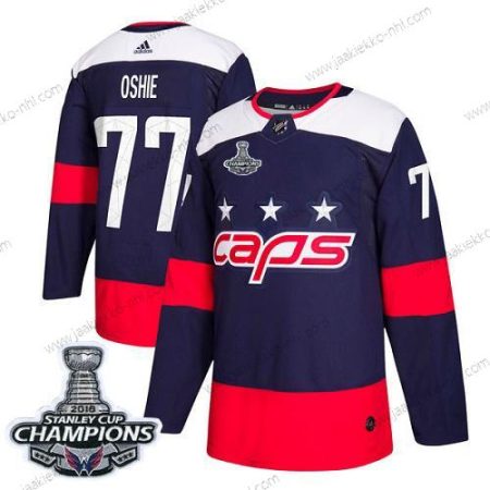 Adidas Miesten Washington Capitals #77 T. J. Oshie Laivastonsininen Aito 2018 Stadium Series Stanley Cup Final Champions Ommeltu NHL Paita