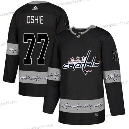 Adidas Miesten Washington Capitals #77 T. J. Oshie Musta Maajoukkue Logos Paita