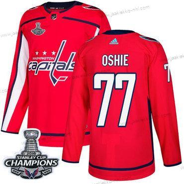 Adidas Miesten Washington Capitals #77 T. J. Oshie Punainen Kotiottelupaita Aito Stanley Cup Final Champions Ommeltu NHL Paita