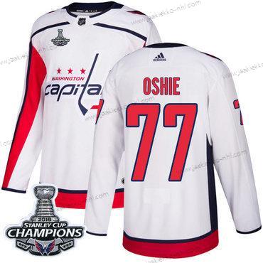 Adidas Miesten Washington Capitals #77 T. J. Oshie Valkoinen Road Aito Stanley Cup Final Champions Ommeltu NHL Paita