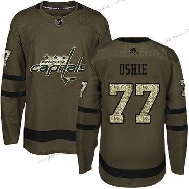 Adidas Miesten Washington Capitals #77 T. J. Oshie Vihreä Salute to Service Ommeltu NHL Paita