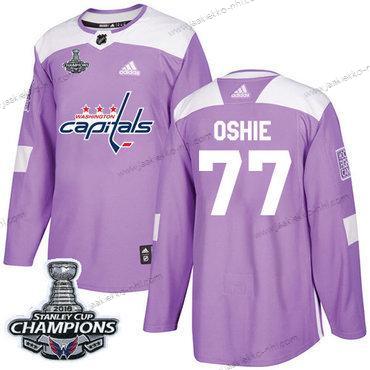 Adidas Miesten Washington Capitals #77 T. J. Oshie Violetti Aito Taistelee syöpää vastaan Stanley Cup Final Champions Ommeltu NHL Paita