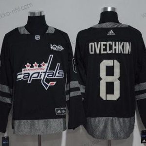 Adidas Miesten Washington Capitals #8 Alex Ovechkin Musta 100th Vuosipäivä Ommeltu NHL 2017 Jääkiekko Paita