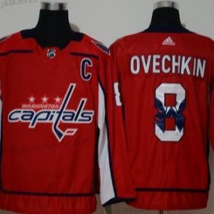 Adidas Miesten Washington Capitals #8 Alexander Ovechkin Punainen With Maajoukkue Logo Ommeltu NHL Paita