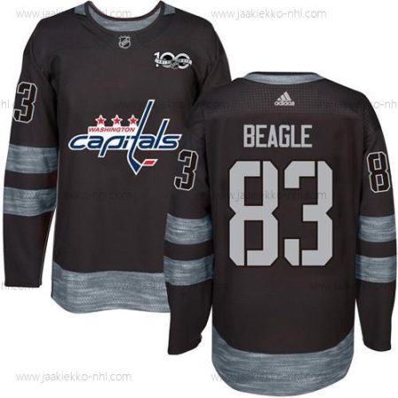 Adidas Miesten Washington Capitals #83 Jay Beagle Musta 100th Vuosipäivä Ommeltu NHL 2017 Jääkiekko Paita