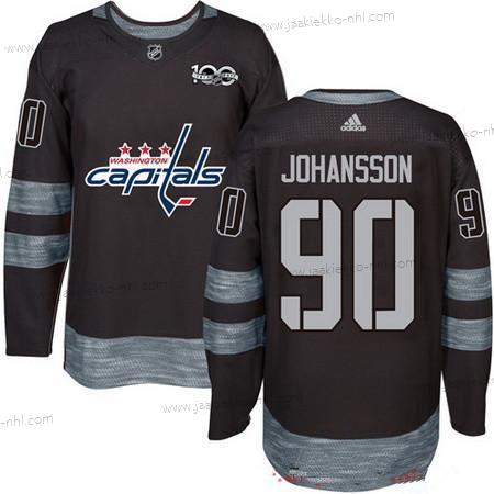 Adidas Miesten Washington Capitals #90 Marcus Johansson Musta 100th Vuosipäivä Ommeltu NHL 2017 Jääkiekko Paita