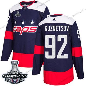 Adidas Miesten Washington Capitals #92 Evgeny Kuznetsov Laivastonsininen Aito 2018 Stadium Series Stanley Cup Final Champions Ommeltu NHL Paita