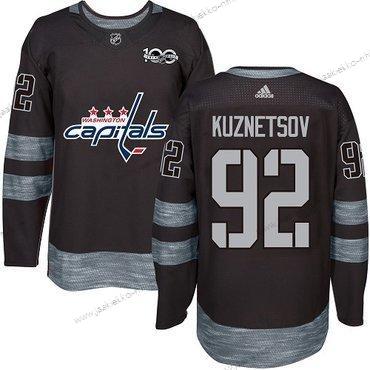 Adidas Miesten Washington Capitals #92 Evgeny Kuznetsov Musta 100th Vuosipäivä Ommeltu NHL 2017 Jääkiekko Paita