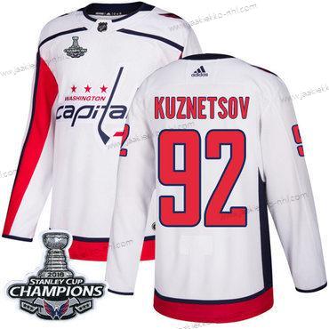 Adidas Miesten Washington Capitals #92 Evgeny Kuznetsov Valkoinen Road Aito Stanley Cup Final Champions Ommeltu NHL Paita