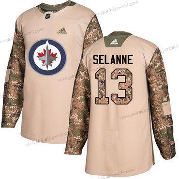 Adidas Miesten Winnipeg Jets #13 Teemu Selanne Maastokuvio Aito 2017 Veterans Day Ommeltu NHL Paita