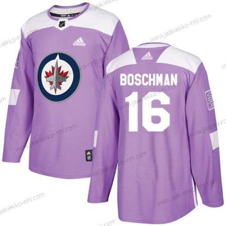 Adidas Miesten Winnipeg Jets #16 Laurie Boschman Violetti Aito Taistelee syöpää vastaan Ommeltu NHL Paita