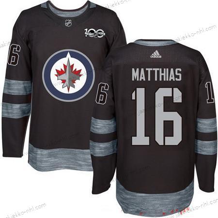 Adidas Miesten Winnipeg Jets #16 Shawn Matthias Musta 100th Vuosipäivä Ommeltu NHL 2017 Jääkiekko Paita