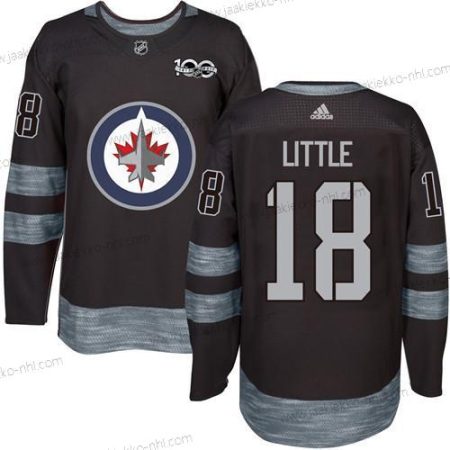 Adidas Miesten Winnipeg Jets #18 Bryan Little Musta 100th Vuosipäivä Ommeltu NHL 2017 Jääkiekko Paita