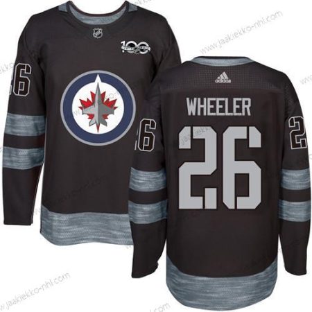 Adidas Miesten Winnipeg Jets #26 Blake Wheeler Musta 100th Vuosipäivä Ommeltu NHL 2017 Jääkiekko Paita