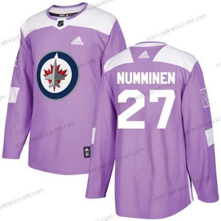 Adidas Miesten Winnipeg Jets #27 Teppo Numminen Violetti Aito Taistelee syöpää vastaan Ommeltu NHL Paita