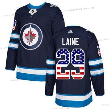 Adidas Miesten Winnipeg Jets #29 Patrik Laine Laivastonsininen Sininen Kotiottelupaita Aito USA Flag Ommeltu NHL Paita