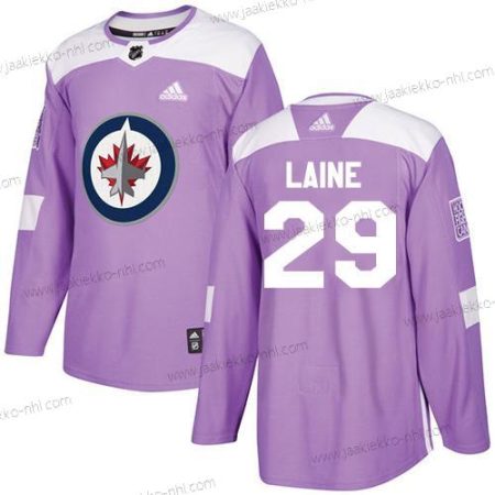 Adidas Miesten Winnipeg Jets #29 Patrik Laine Violetti Aito Taistelee syöpää vastaan Ommeltu NHL Paita