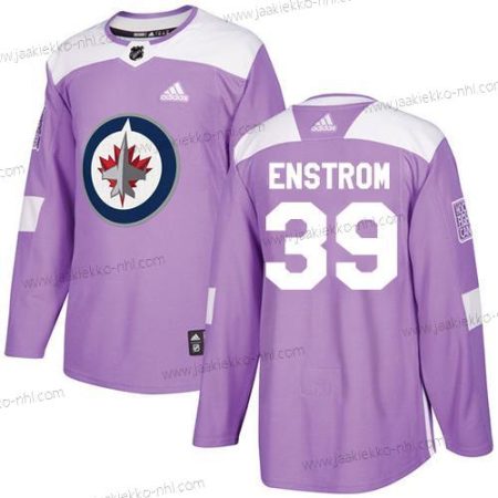 Adidas Miesten Winnipeg Jets #39 Tobias Enstrom Violetti Aito Taistelee syöpää vastaan Ommeltu NHL Paita