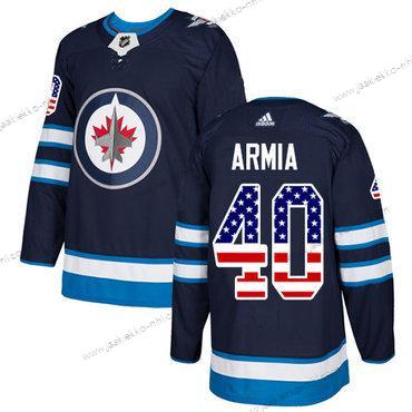 Adidas Miesten Winnipeg Jets #40 Joel Armia Laivastonsininen Sininen Kotiottelupaita Aito USA Flag Ommeltu NHL Paita