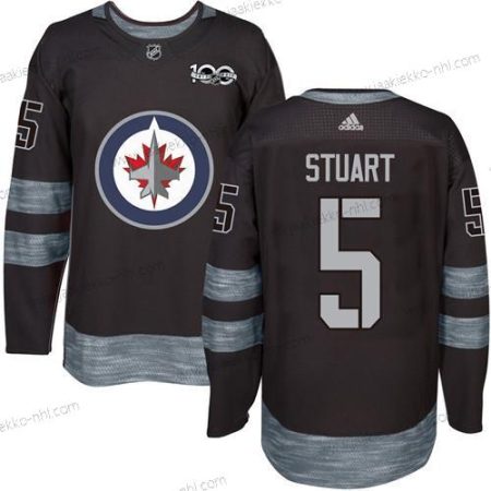 Adidas Miesten Winnipeg Jets #5 Mark Stuart Musta 100th Vuosipäivä Ommeltu NHL 2017 Jääkiekko Paita