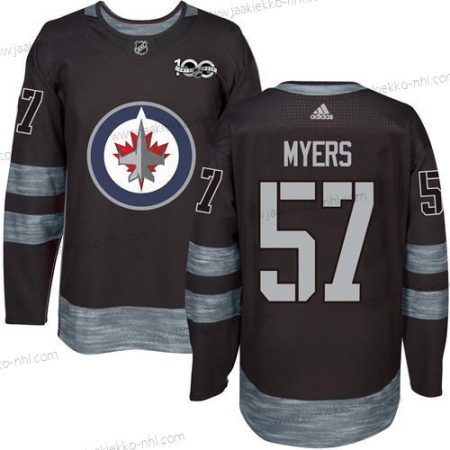 Adidas Miesten Winnipeg Jets #57 Tyler Myers Musta 100th Vuosipäivä Ommeltu NHL 2017 Jääkiekko Paita