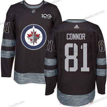 Adidas Miesten Winnipeg Jets #81 Kyle Connor Musta 100th Vuosipäivä Ommeltu NHL 2017 Jääkiekko Paita